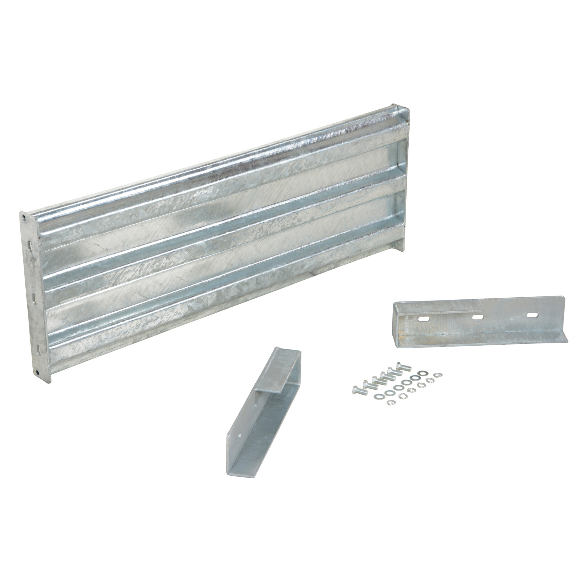Vestil Drop-In Style Guard Rail - 41.875in. Length, 3 Ribbed, Hot Dipped Galvanized, Heavy-Duty, Model# GR-F3R-DI-4-HDG